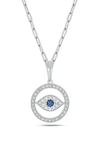 1/4 ct. t.w. Diamond Evil Eye in circle Pendant in Sterling Silver
