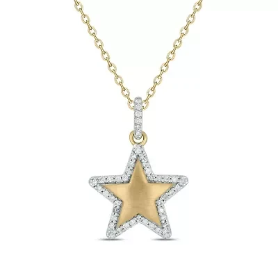 1/4 carat, Diamond Star Pendant in 14K Yellow Gold