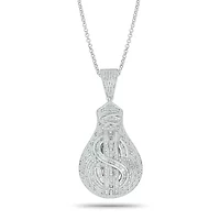 1/3 ct. t.w Natrual White Diamond Hip Hop Dollar Sign Medallion Pendant in Sterling Silver