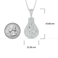 1/3 ct. t.w Natrual White Diamond Hip Hop Dollar Sign Medallion Pendant in Sterling Silver