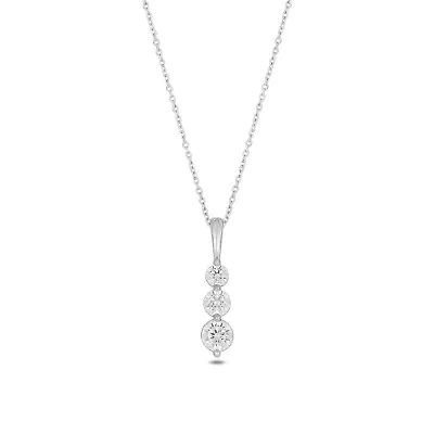 Lab Created 1/2 Carat Lab-Grown 3 Diamond Graduations Pendant in Sterling Silver