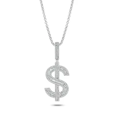 1.0 ct. t.w Natrual White Diamond Dollar Sign Pendant in Sterling Silver