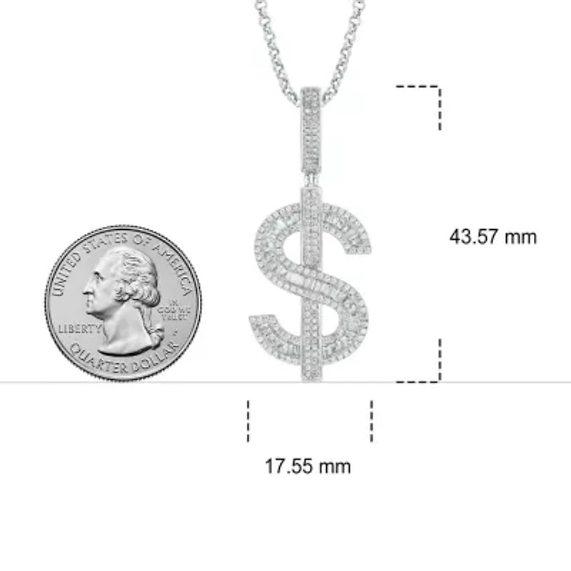 1.0 ct. t.w Natrual White Diamond Dollar Sign Pendant in Sterling Silver