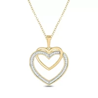 Diamond Accent Double Heart Shape Pendant in 14K Yellow Gold