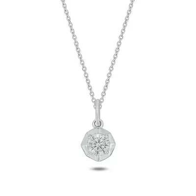 Lab Created 1/4 Carat Lab-Grown Round Diamond Pendant in Sterling Silver