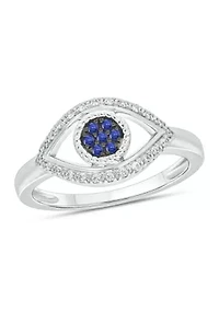 1/10 ct. t.w. Diamond Evil Eye Ring Sterling Silver