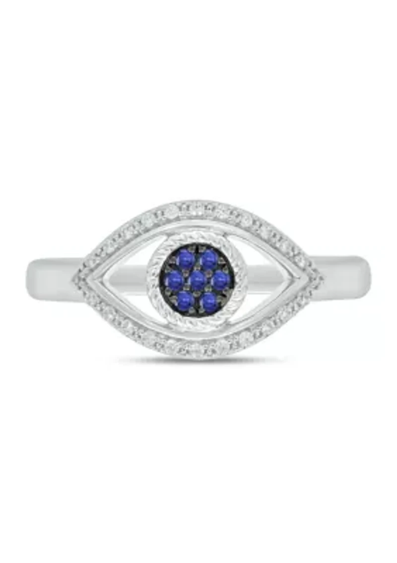 1/10 ct. t.w. Diamond Evil Eye Ring Sterling Silver