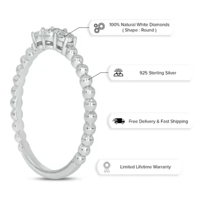 1/10 ct. t.w. Diamond Three Stone Promise Ring In Sterling Silver