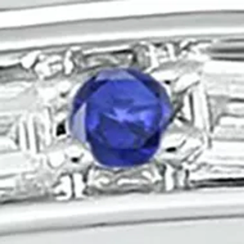 1/10 ct. t.w. Diamond and 1/5 Natural Blue sapphire Bypass Ring 14K White Gold
