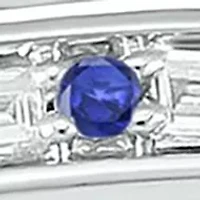 1/10 ct. t.w. Diamond and 1/5 Natural Blue sapphire Bypass Ring 14K White Gold