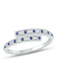 1/10 ct. t.w. Diamond and 1/5 Natural Blue sapphire Bypass Ring 14K White Gold