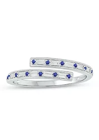 1/10 ct. t.w. Diamond and 1/5 Natural Blue sapphire Bypass Ring 14K White Gold