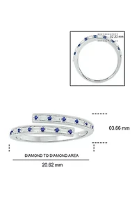 1/10 ct. t.w. Diamond and 1/5 Natural Blue sapphire Bypass Ring 14K White Gold