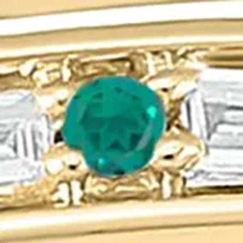 1/10 ct. t.w. Diamond and 1/5 Emerald Bypass Ring 14K Yellow Gold
