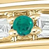 1/10 ct. t.w. Diamond and 1/5 Emerald Bypass Ring 14K Yellow Gold