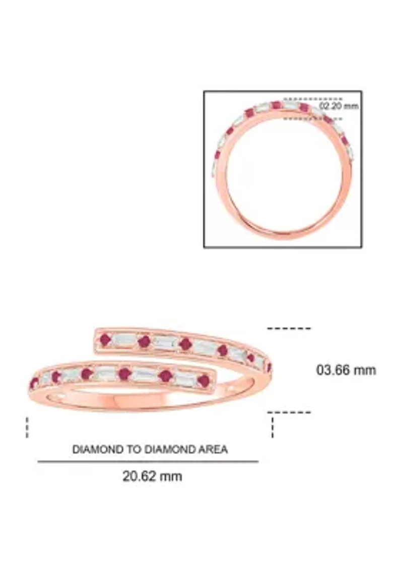 1/10 ct. t.w. Diamond and 1/5 Natural Blue sapphire Bypass Ring 14K Rose Gold