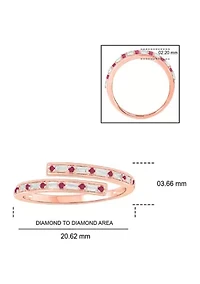 1/10 ct. t.w. Diamond and 1/5 Natural Blue sapphire Bypass Ring 14K Rose Gold