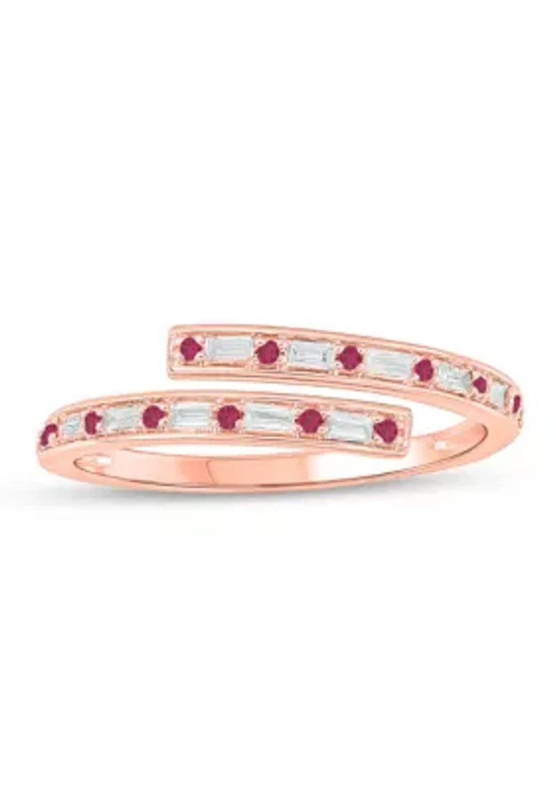 1/10 ct. t.w. Diamond and 1/5 Natural Blue sapphire Bypass Ring 14K Rose Gold