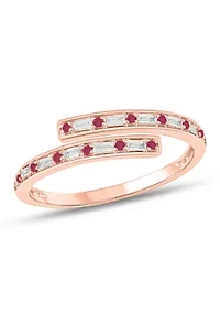 1/10 ct. t.w. Diamond and 1/5 Natural Blue sapphire Bypass Ring 14K Rose Gold