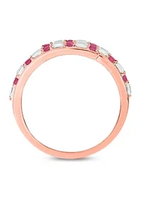 1/10 ct. t.w. Diamond and 1/5 Natural Blue sapphire Bypass Ring 14K Rose Gold