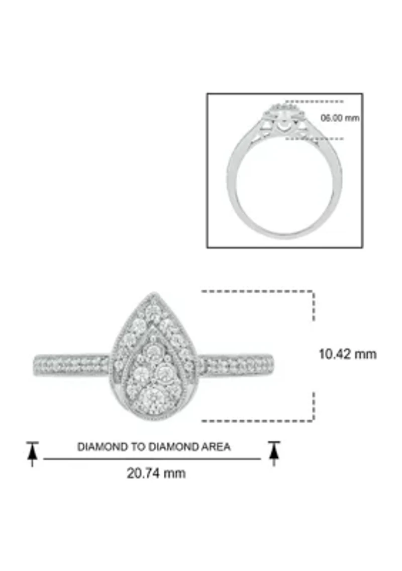1/5 ct. t.w. Diamond Pear Shape Fashion Ring Sterling Silver