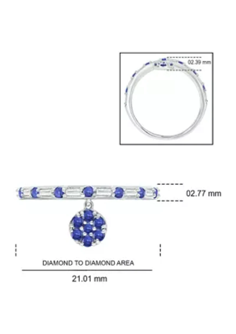 1/10 ct. t.w. Diamond and 3/8 Natural Blue Sapphire Charm Ring 14K White Gold