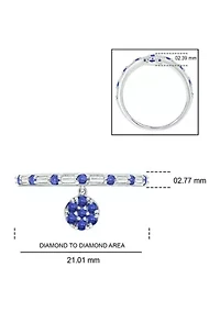 1/10 ct. t.w. Diamond and 3/8 Natural Blue Sapphire Charm Ring 14K White Gold