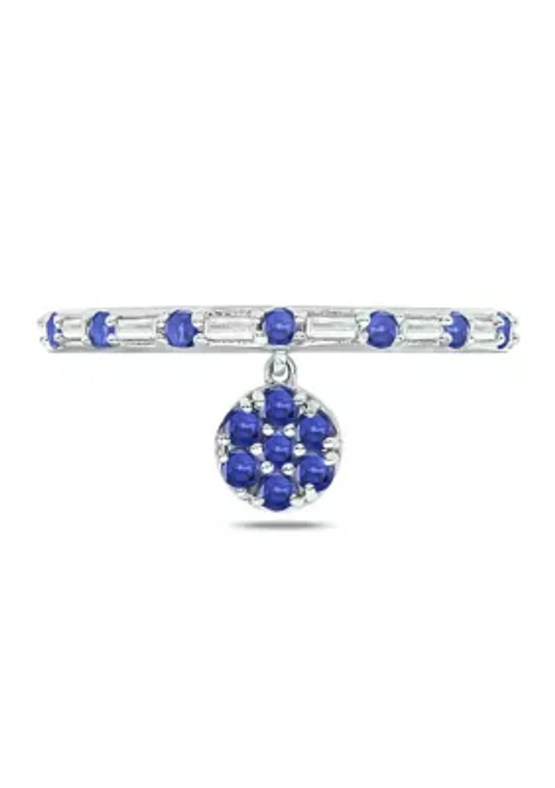 1/10 ct. t.w. Diamond and 3/8 Natural Blue Sapphire Charm Ring 14K White Gold
