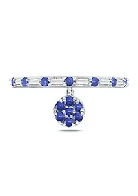 1/10 ct. t.w. Diamond and 3/8 Natural Blue Sapphire Charm Ring 14K White Gold