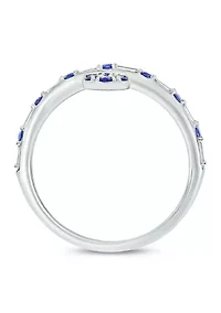 1/10 ct. t.w. Diamond and 3/8 Natural Blue Sapphire Charm Ring 14K White Gold