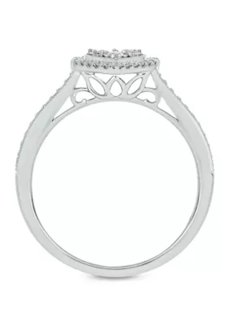 1/4 ct. t.w. Diamond Miracle Plate Heart Ring Sterling Silver