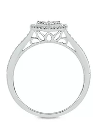 1/4 ct. t.w. Diamond Miracle Plate Heart Ring Sterling Silver