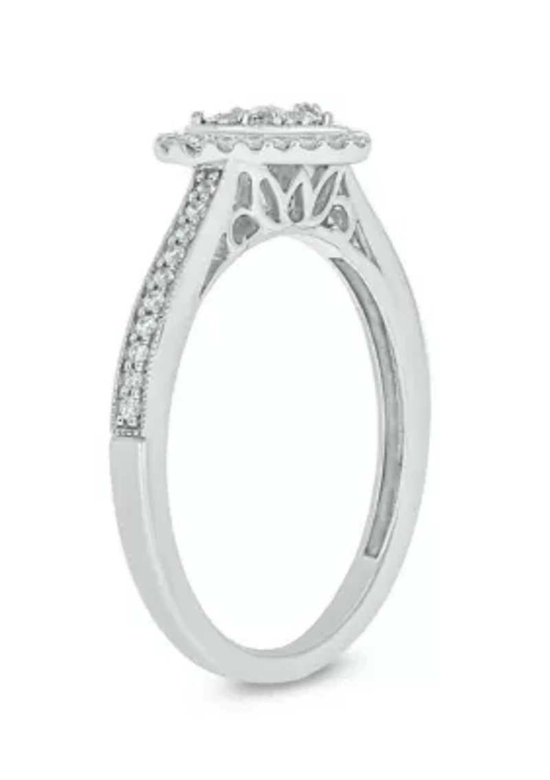 1/4 ct. t.w. Diamond Miracle Plate Heart Ring Sterling Silver