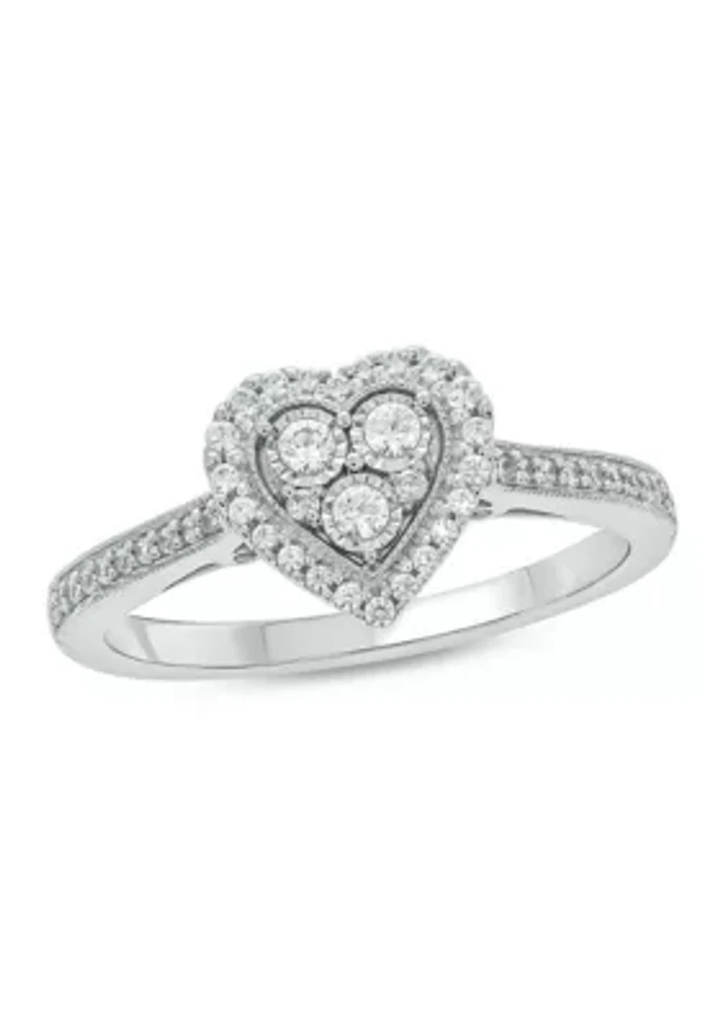 1/4 ct. t.w. Diamond Miracle Plate Heart Ring Sterling Silver