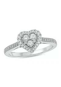 1/4 ct. t.w. Diamond Miracle Plate Heart Ring Sterling Silver