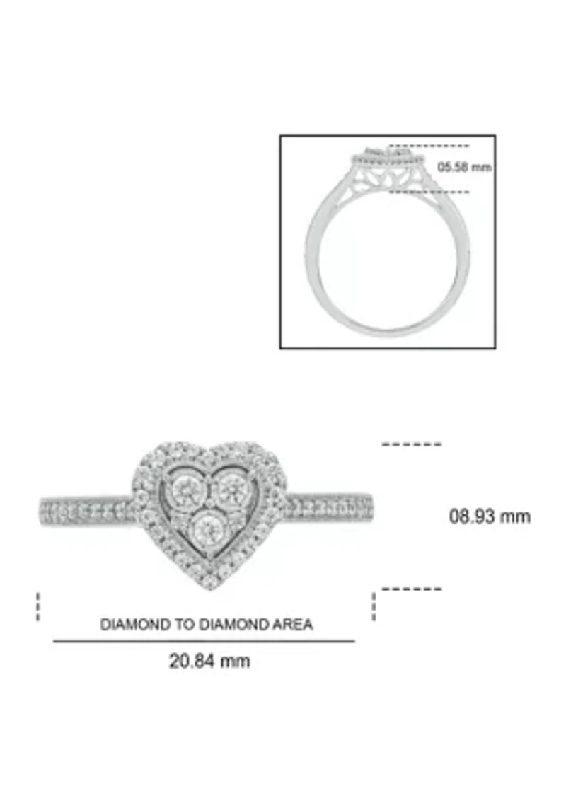 1/4 ct. t.w. Diamond Miracle Plate Heart Ring Sterling Silver