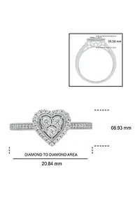 1/4 ct. t.w. Diamond Miracle Plate Heart Ring Sterling Silver