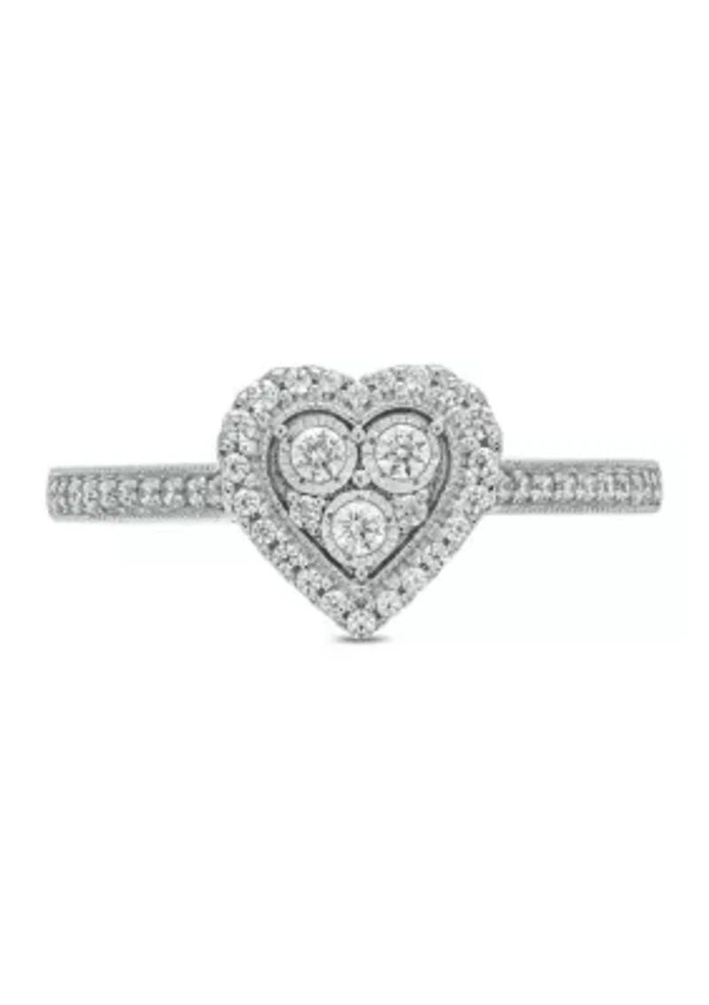 1/4 ct. t.w. Diamond Miracle Plate Heart Ring Sterling Silver