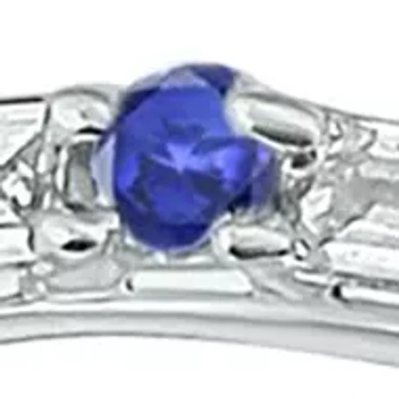 1/5 ct. t.w. Diamond and Natural Blue Sapphire color Stone Curve Ring 10K White Gold