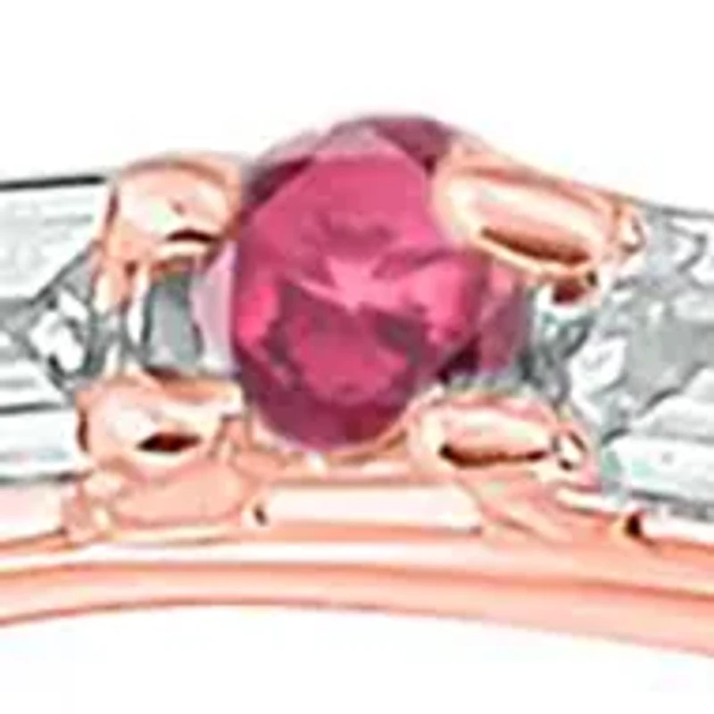 1/5 ct. t.w. Diamond and Natural Ruby color Stone Curve Ring 10K White Gold