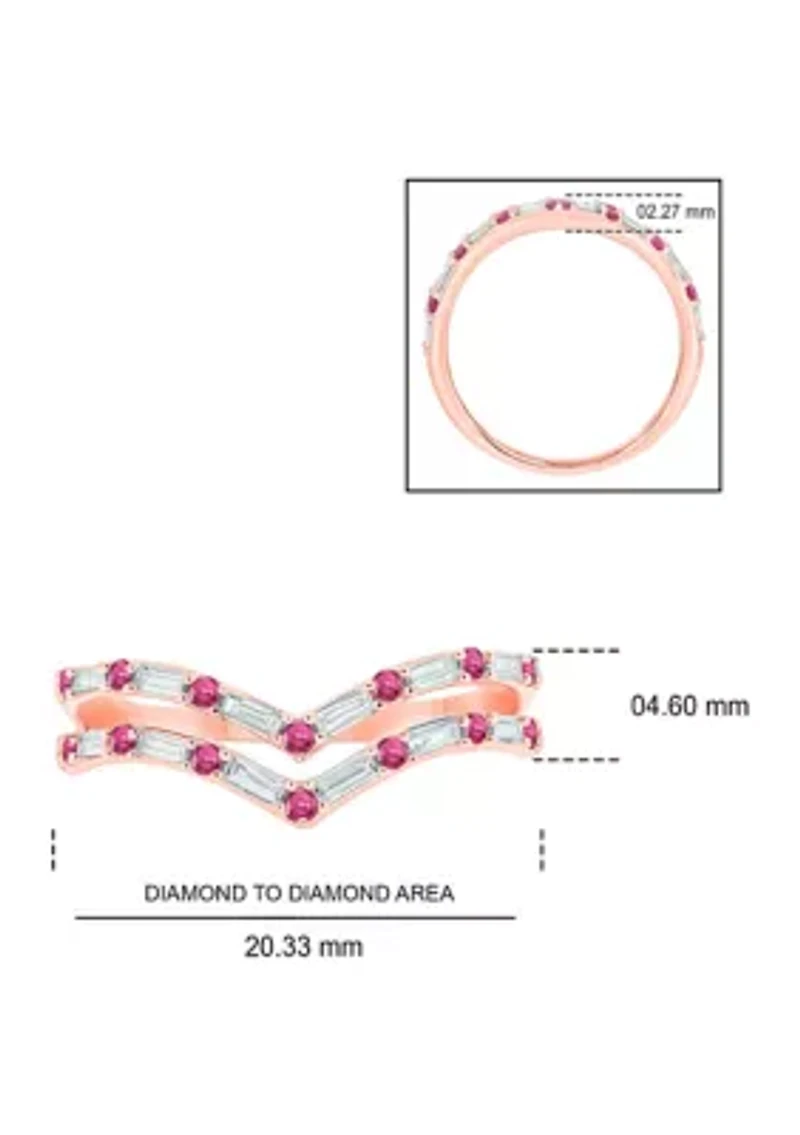 1/5 ct. t.w. Diamond and Natural Ruby color Stone Curve Ring 10K White Gold
