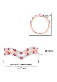 1/5 ct. t.w. Diamond and Natural Ruby color Stone Curve Ring 10K White Gold