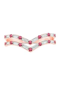 1/5 ct. t.w. Diamond and Natural Ruby color Stone Curve Ring 10K White Gold