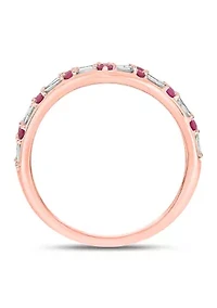 1/5 ct. t.w. Diamond and Natural Ruby color Stone Curve Ring 10K White Gold