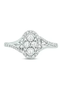 1/3 ct. t.w. Diamond Miracle Plate Oval Ring Sterling Silver