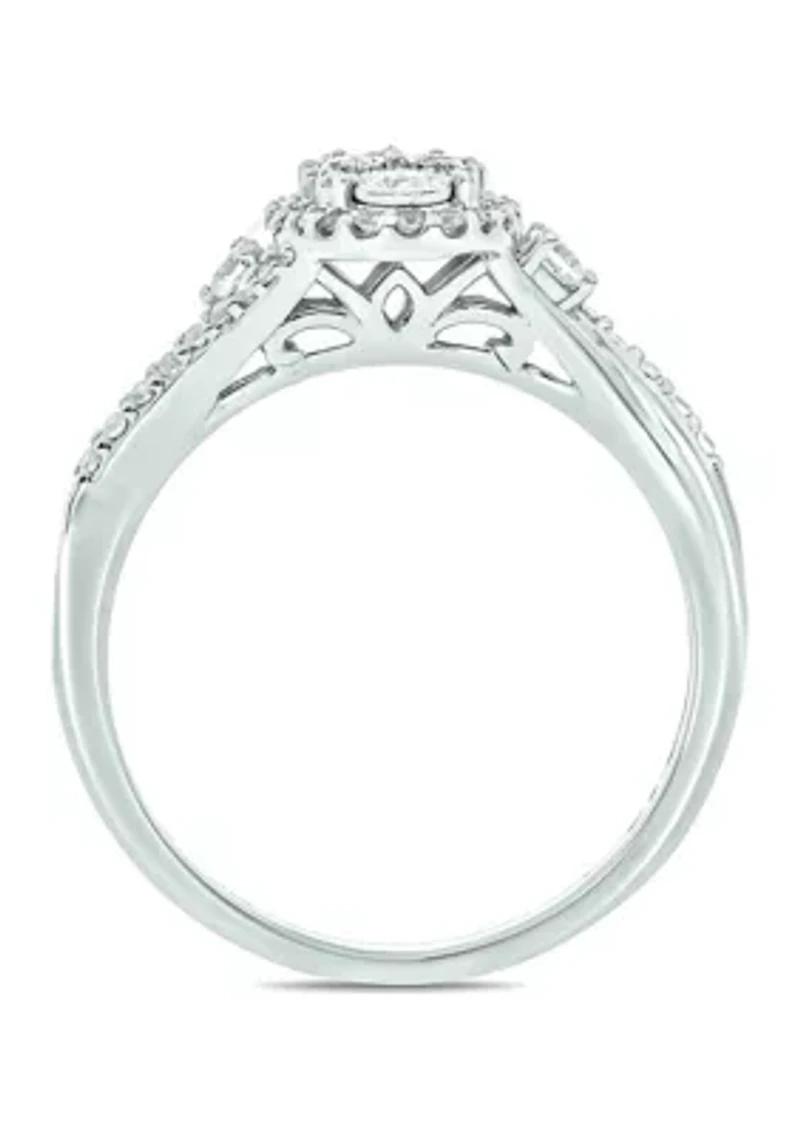 1/3 ct. t.w. Diamond Miracle Plate Oval Ring Sterling Silver