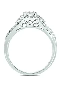 1/3 ct. t.w. Diamond Miracle Plate Oval Ring Sterling Silver
