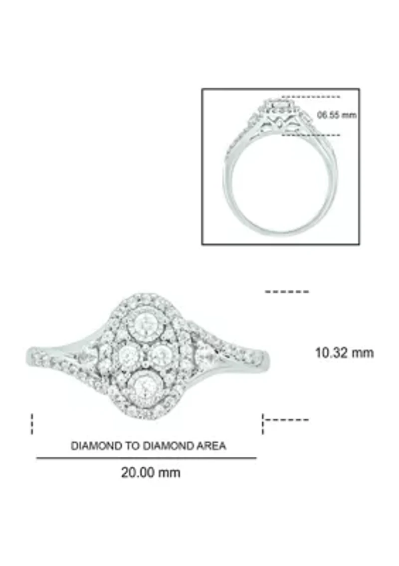 1/3 ct. t.w. Diamond Miracle Plate Oval Ring Sterling Silver
