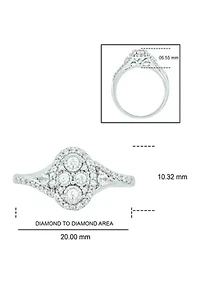 1/3 ct. t.w. Diamond Miracle Plate Oval Ring Sterling Silver