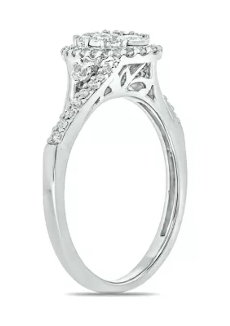 1/3 ct. t.w. Diamond Miracle Plate Oval Ring Sterling Silver